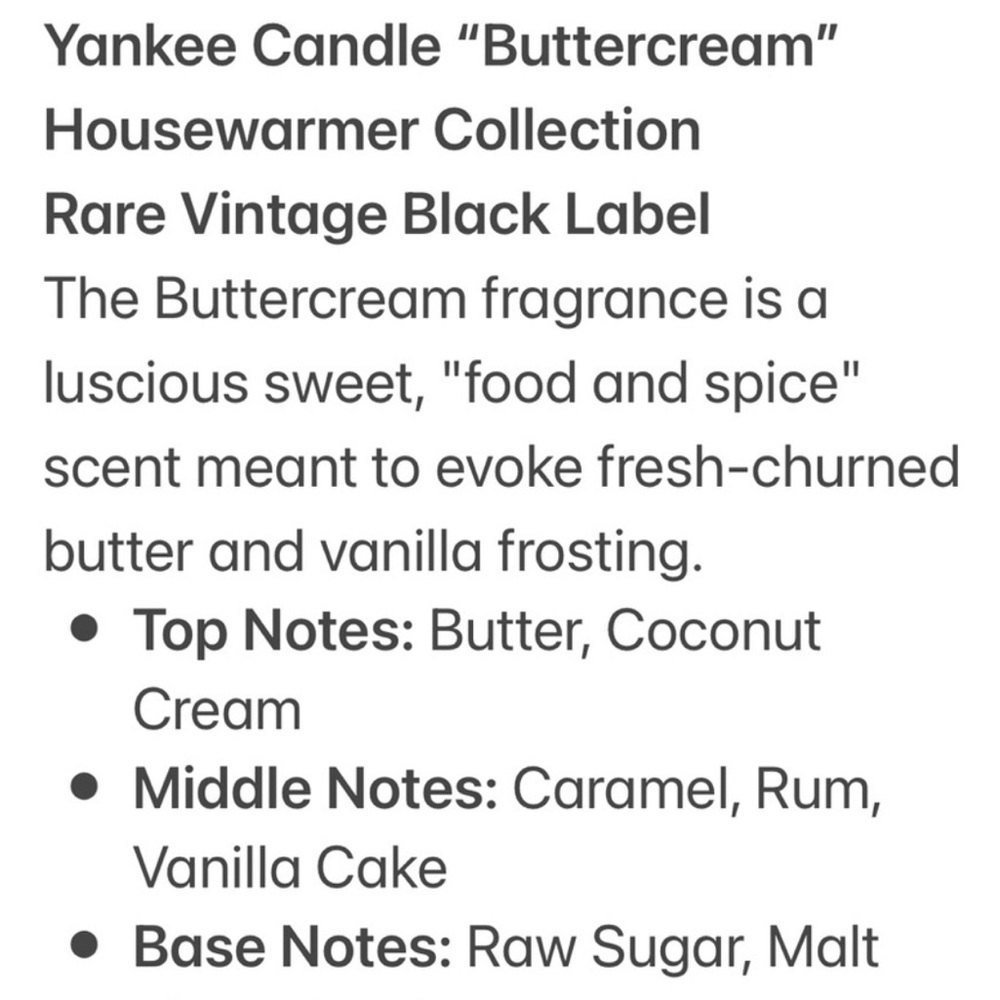 Yankee Candle Jar Buttercream Rare Vintage Black Band Cream Off White 14.5 Oz - Picture 14 of 16